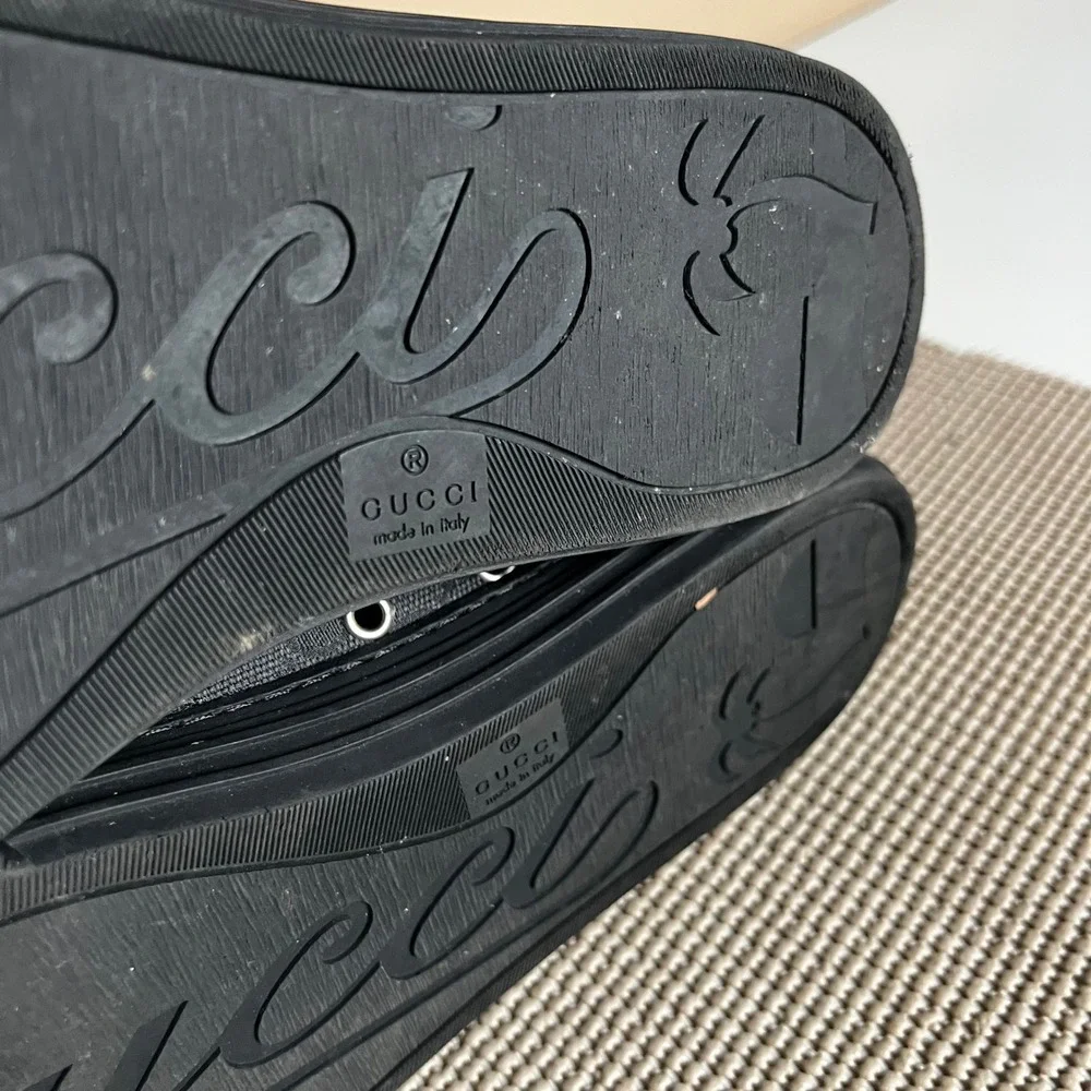 Gucci Mens Black GG Monogram High Top Sneakers 426188 Size 8 Made in Italy